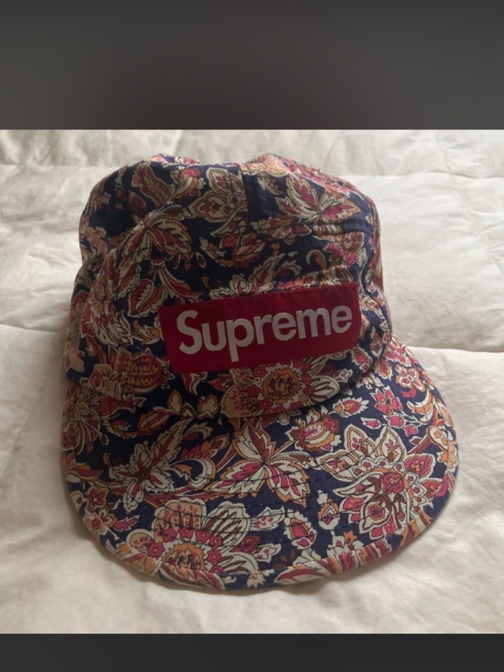 Supreme Navy Floral Multicolor Box Logo Camp Cap